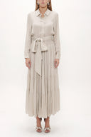 Spotted Long Sleeve Button Elastic Dress 93386