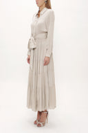 Spotted Long Sleeve Button Elastic Dress 93386