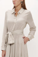 Spotted Long Sleeve Button Elastic Dress 93386