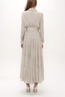 Spotted Long Sleeve Button Elastic Dress 93386