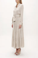 Spotted Long Sleeve Button Elastic Dress 93386