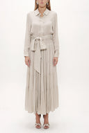 Spotted Long Sleeve Button Elastic Dress 93386