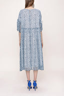 Blue Pleated loose-fitting bow dress 93392