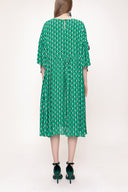 Green Pleated loose-fitting bow dress 93392