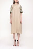Beige Loose fit balloon sleeve dress 93395