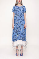 Blue Loose fit short sleeve dress 93396