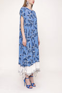 Blue Loose fit short sleeve dress 93396
