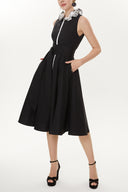 Black Sleeveless ruffled dress 93399