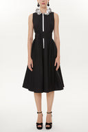 Black Sleeveless ruffled dress 93399