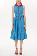 Blue Sleeveless ruffled dress 93399