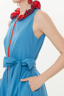 Blue Sleeveless ruffled dress 93399