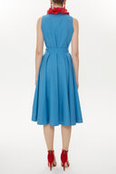 Blue Sleeveless ruffled dress 93399