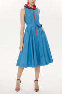 Blue Sleeveless ruffled dress 93399