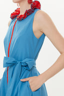 Blue Sleeveless ruffled dress 93399