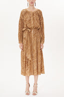 Beige Pleated midi dress   93401