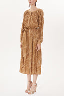 Beige Pleated midi dress   93401