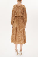 Beige Pleated midi dress   93401