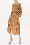 Beige Pleated midi dress   93401