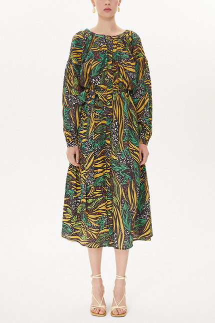 Patterned Pleated midi dress   93401