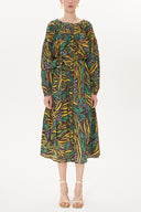 Patterned Pleated midi dress   93401