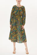 Patterned Pleated midi dress   93401