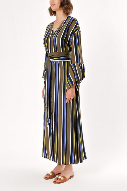 Çizgili Kimono kollu elbise 93403