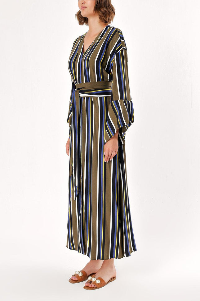 Çizgili Kimono kollu elbise 93403