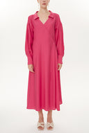 Fuchsia Pleated detail midi dress 93404