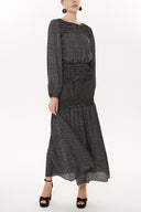 Black Elastic detail maxi dress 93417