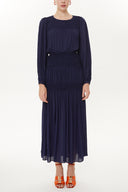 Navy Blue Elastic detail maxi dress 93417