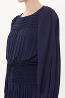 Navy Blue Elastic detail maxi dress 93417