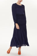 Navy Blue Elastic detail maxi dress 93417