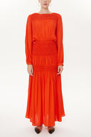 Red Elastic detail maxi dress 93417