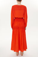 Red Elastic detail maxi dress 93417