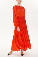 Red Elastic detail maxi dress 93417