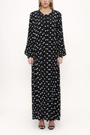 Black Wide cut oval neck dress 93430