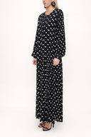 Black Wide cut oval neck dress 93430