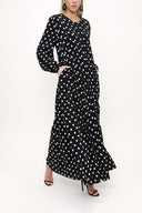 Black Wide cut oval neck dress 93430