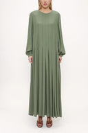 Green Wide cut oval neck dress 93430
