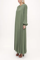 Green Wide cut oval neck dress 93430