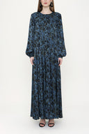 Patterned Wide cut oval neck dress 93430