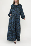 Patterned Wide cut oval neck dress 93430