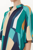 Brown Green Wide cut maxi dress 93434