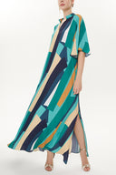 Brown Green Wide cut maxi dress 93434