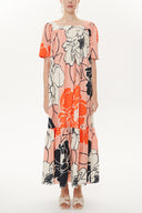 Pink Beigde Half sleeve wide cut dress 93437