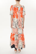 Pink Beigde Half sleeve wide cut dress 93437