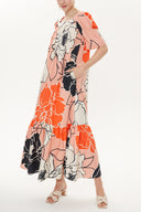 Pink Beigde Half sleeve wide cut dress 93437