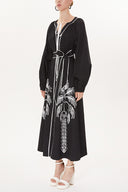 Black Embroidery detail long sleeve dress 93438