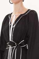 Black Embroidery detail long sleeve dress 93438