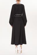 Black Embroidery detail long sleeve dress 93438